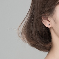 Fabric Knot 925 Sterling Silver Stud Earrings for Girl Women&nbsp;EJEW-I259-03AS