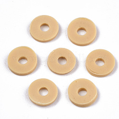 手作り樹脂粘土ビーズ  ジュエリー工芸用品のDIY用  ディスク/フラットラウンド  ヒシビーズ  小麦  8x1mm  穴：2mm  約13000個/1000g&nbsp;CLAY-Q251-8.0mm-67