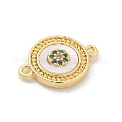 Brass Micro Pave Clear Cubic Zirconia Connector Charms&nbsp;KK-M303-04G-06
