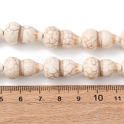 合成ターコイズ染色ビーズ連売り  ヒョウタン  ホワイト  20.5x12mm  穴：1.2mm  約18個/連  14.49''（36.8センチメートル）&nbsp;G-B184-B01-03
