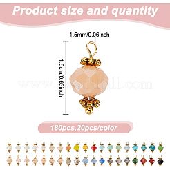 180Pcs 9 Colors Faceted Rondelle Glass Charms&nbsp;PALLOY-GO00008