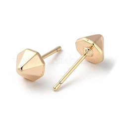 女性のための真鍮のスタッドピアス  コーン  18KGP本金メッキ  6.5mm  穴：0.8mm&nbsp;EJEW-E292-01G