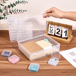 長方形のプラスチック製オーガナイザー収納ボックス、ミニスクエアネイルアート小物ケース30個付き  ホワイト  21.9x18.1x5.15cm&nbsp;CON-PA0001-09