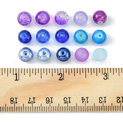 375Pcs 15 Style Spray Painted & Baking Paint & Drawbench & Translucent Glass Beads&nbsp;GLAA-FS0001-36