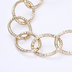 アルミニウムテクスチャアズキチェーンブレスレット＆ネックレスジュエリーセット  合金トグル留め金付き  ライトゴールド  7-7/8インチ（20cm）  16.92インチ（43cm）&nbsp;SJEW-JS01094-03