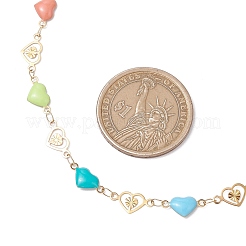 304 Stainless Steel Enamel Colorful Heart Link Chain Necklaces for Women&nbsp;NJEW-JN05165