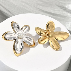 Two Tone 304 Stainless Steel Acrylic Imitation Pearl Stud Earrings&nbsp;EJEW-B156-16GP