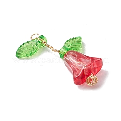 ガラスチャーム  チューリップ  アクリルビーズとライトゴールドの銅線付き  ミックスカラー  26.5~27.5x18~18.5x6mm  穴：2mm&nbsp;PALLOY-JF03497
