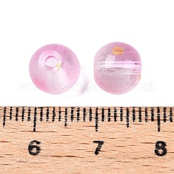 つや消しベーキングペイントガラスビーズ  黄金のグリッターパウダーで  ラウンド  パールピンク  8~8.5mm  穴：1.4~1.6mm&nbsp;X1-DGLA-N005-8mm-03
