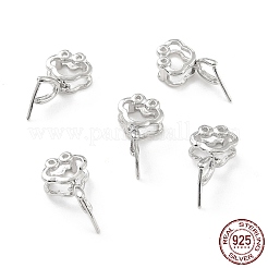 変色防止ロジウムメッキ スターリングシルバー アイスピックピンチベイル 925個  中空カエル  プラチナ  13x8mm  穴：4.5x6mm  内径：3mm  ピン：0.5mm&nbsp;STER-Z001-120P