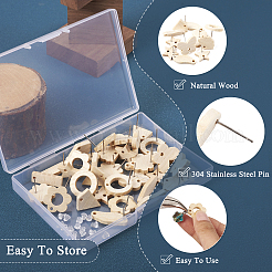 36Pcs 9 Styles Rectangle & Flower & Butterfly & Star Ash Wood Stud Earring Findings&nbsp;EJEW-TA0001-19