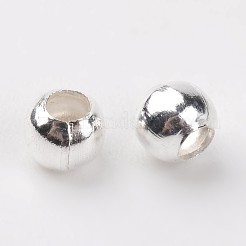 アイアン製スペーサービーズ  ラウンド  銀色のメッキ  直径3mm  厚さ3mm  穴：1.2mm  約808個/40g&nbsp;X-E006-S