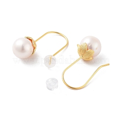 女性用天然パールダングルイヤリング  スターリングシルバーパーツ  18KGP本金メッキ  28~29x10mm&nbsp;EJEW-E303-10G