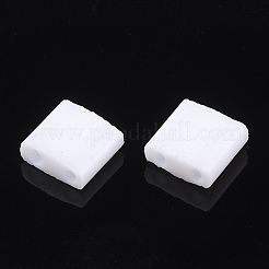 2穴不透明ガラスシードビーズ  正方形  ホワイト  5x4.5~5.5x2~2.5mm  穴：0.5~0.8mm&nbsp;SEED-S023-08A