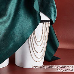 Tassel Alloy Crystal Rhinestone Thigh Chain for Women&nbsp;AJEW-WH0554-38A
