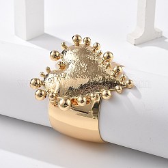 Textured Heart Alloy Open Cuff Bangles for Women&nbsp;BJEW-A027-01G
