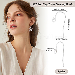 5 Pairs 925 Sterling Silver Earring Hooks&nbsp;STER-BBC0006-25S
