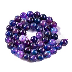 天然石マレーシアジェイドビーズ連売り  ラウンド  染め  青紫色  8mm  穴：1mm  約48個/連  15インチ&nbsp;X-G-A146-8mm-C10