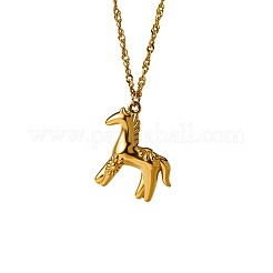 304ステンレススチール製、女性用馬モチーフペンダントネックレス  ゴールドカラー  2026インチ（15.75cm）&nbsp;WG80543-03
