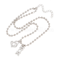 Mother's Day Brass Micro Pave Clear Cubic Zirconia Mom Heart Pendant Necklaces for Women&nbsp;NJEW-A071-06B-P