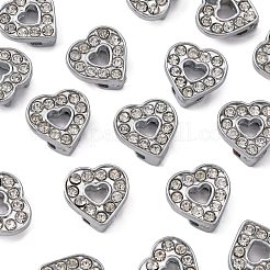 Alloy Heart Slide Charms with Grade A Rhinestones&nbsp;ALRI-R034-06
