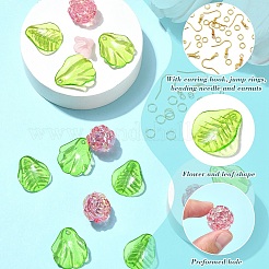 DIY 花の葉のアクリルダングルイヤリングジュエリー作成キット  ミックスカラー  2~40x1.5~20.5x0.3~16.5mm  穴：1.8~2.5mm&nbsp;DIY-YW0010-07