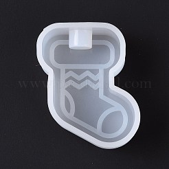 DIYクリスマスソックスシリコンモールド  アイスクリームのために  レジンクラフト作り  ホワイト  54x47x23mm  穴：10mm&nbsp;LS-DIY-G058-F03