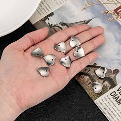 変色しにくい304ステンレススチールのハートチャーム  ウェーブのかかった  ステンレス鋼色  15x16x1mm  穴：1mm&nbsp;STAS-M004-02