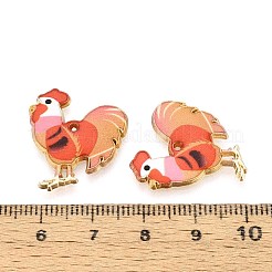 プリント合金ペンダント  コックチャーム  トマト  22x20.5x1.5~2mm  穴：0.9~1mm&nbsp;LS-ENAM-CJC0020-47D