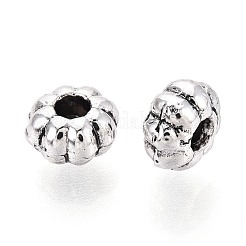 チベット風合金スペーサービーズ  カボチャ  アンティークシルバー  5.5x5.5x3.5mm  穴：1.5~1.6mm  約1388個/500g&nbsp;PALLOY-N187-07AS