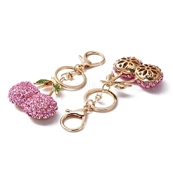 Zinc Alloy Rhinestone Keychain&nbsp;KEYC-WH0029-36G-02