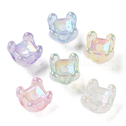 蓄光UVメッキアクリルビーズキャップ  虹色の  4花びら  ミックスカラー  11x11.5x11.5mm  穴：2.4mm&nbsp;PACR-E003-12