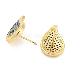 Teardrop Rack Plating Brass Micro Pave Cubic Zirconia Stud Earrings for Women&nbsp;EJEW-F326-20G