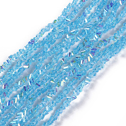 電気メッキガラスビーズセット  ABカラーメッキ  三角形  ミックスカラー  2.2~3x3~4.7x2~3mm  穴：0.7mm  約150~155個/連  10.2