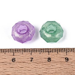 クリアアクリルヨーロピアンビーズ  ロンデル  大穴ビーズ  グリッターパウダー付き  多面カット  ミックスカラー  13.5x8mm  穴：5.5mm  約657個/500g&nbsp;OACR-Q200-14
