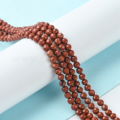 天然石レッドジャスパービーズ連売り  多面カット  ラウンド  3~3.5mm  穴：0.7mm  約106個/連  15.04~15.43インチ（38.2~39.2cm）&nbsp;LS-G-F748-H01-02