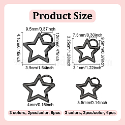 12Pcs 6 Styles Zinc Alloy Spring Gate Rings&nbsp;FIND-NB0005-52