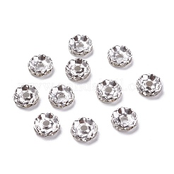 鉄クリスタルラインストーンスペーサービーズ  グレードA  ロンデル  波エッジ  銀  10x3.5mm  穴：2mm&nbsp;RB-A007-10MM-S