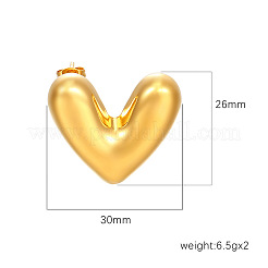 ステンレス製のスタッドのピアス  ハート  ゴールドカラー  26x30mm&nbsp;PW-WGBA03C-01