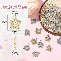 20色合金ラインストーンペンダント2個。  ABSの模造パールと  花  プラチナ·ゴールデン  17.5x15x4.5mm  穴：1.6mm&nbsp;FIND-YW0010-37