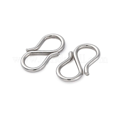 変色しない304ステンレススチールのS字フック留め具  ネックレス  ブレスレット作り  ステンレス鋼色  12.5x7.5x1mm&nbsp;STAS-R157-02P