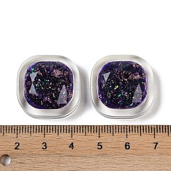 透明エポキシ樹脂グリッターパウダーデコデンカボション  正方形  インディゴ  23x23x8.3mm&nbsp;CRES-S367-17B