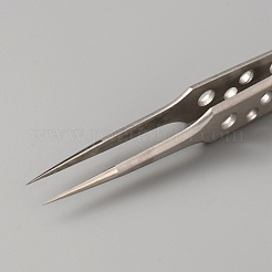 ステンレス鋼の細く尖ったピンセット  空洞化  ビーズ用品  ステンレス鋼色  12.1x0.9x0.85cm&nbsp;TOOL-WH0125-50