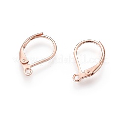 304ステンレススチールフレンチフックピアス金具  カン付き  ローズゴールド  15.5x10x1.5mm  穴：1.5mm&nbsp;STAS-P166-12RG