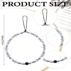 アクリルビーズ携帯ストラップ1個  携帯アクセサリー  銀  194.5mm&nbsp;HJEW-LP0001-65