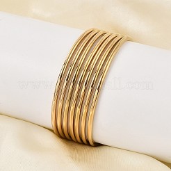 女性用201ステンレススチールプレーンバングルセット7個  18KGP本金メッキ  2-5/8インチ（6.8cm）&nbsp;X-BJEW-L664-022C-G02