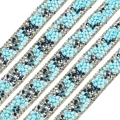 ラインストーンリボンのトリミングの修正  マスクと衣装のアクセサリー  ライトスカイブルー  12x2mm&nbsp;DIY-TAC0051-002A-1