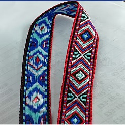 エスニック風刺繍ポリコットンリボン  ジャカードリボン  チロリアンリボン  服飾材料  菱形模様  カラフル  5/8インチ（17mm）  厚さ0.7mm  約5ヤード/ロール&nbsp;OCOR-WH0066-31D