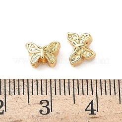 真鍮ビーズ  ニッケルフリー  蝶  18KGP本金メッキ  5.5x8x4mm  穴：1.8mm&nbsp;KK-Z136-71G