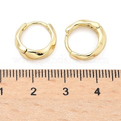 ツイスト真鍮フープピアス  ラックめっき  鉛フリー＆カドミウムフリー  長持ちメッキ  18KGP本金メッキ  13x4mm&nbsp;EJEW-Z102-12G